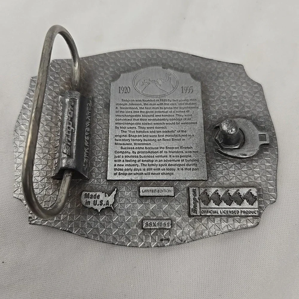 Buckle Snap-on Tools 75th Anni Vintage Mens Limited Ed. Pewter Coll. 3-2/8×2-5/8